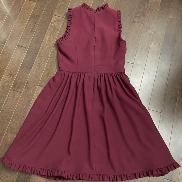 KATE SPADE Ma Cherie Ruffle Fit & Flare Mini Dress Cranberry Red Small Size 4 - Picture 5 of 14